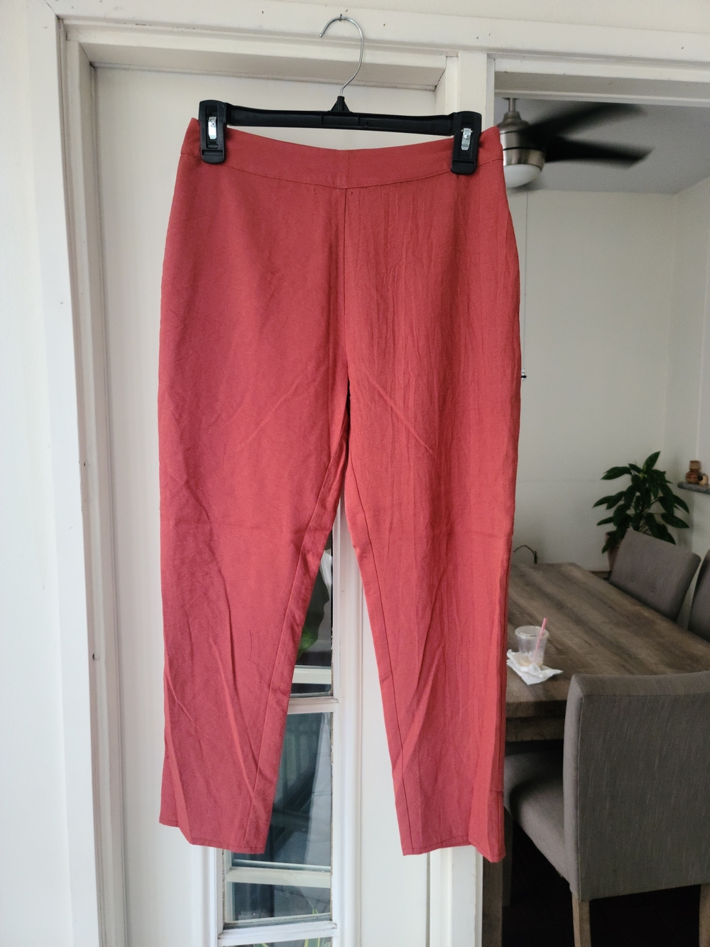 Sage Coral Ankle-Length Straight-Leg Pants